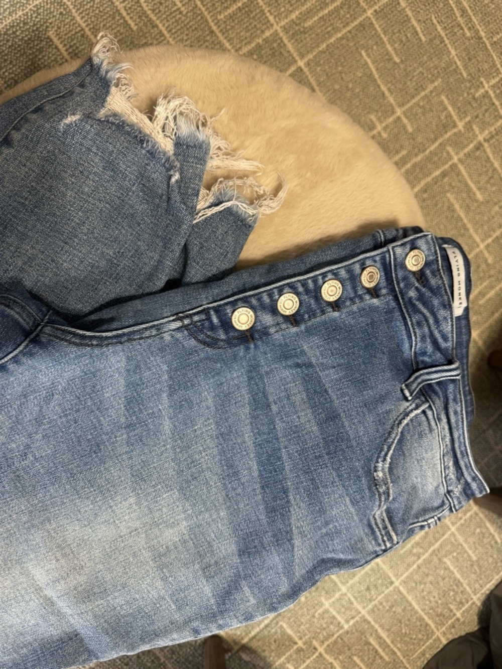 Flying Monkey Distressed Ankle Crop Jeans in Medium Blue - Picture 4 of 8